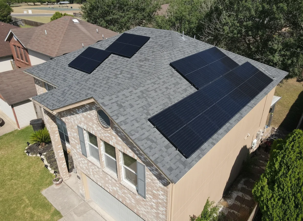 Beige house with Charcoal roof using Duration Estate Gray