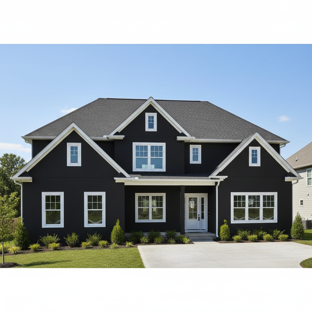Black house with Black roof using Royal Estate Shadow Slate