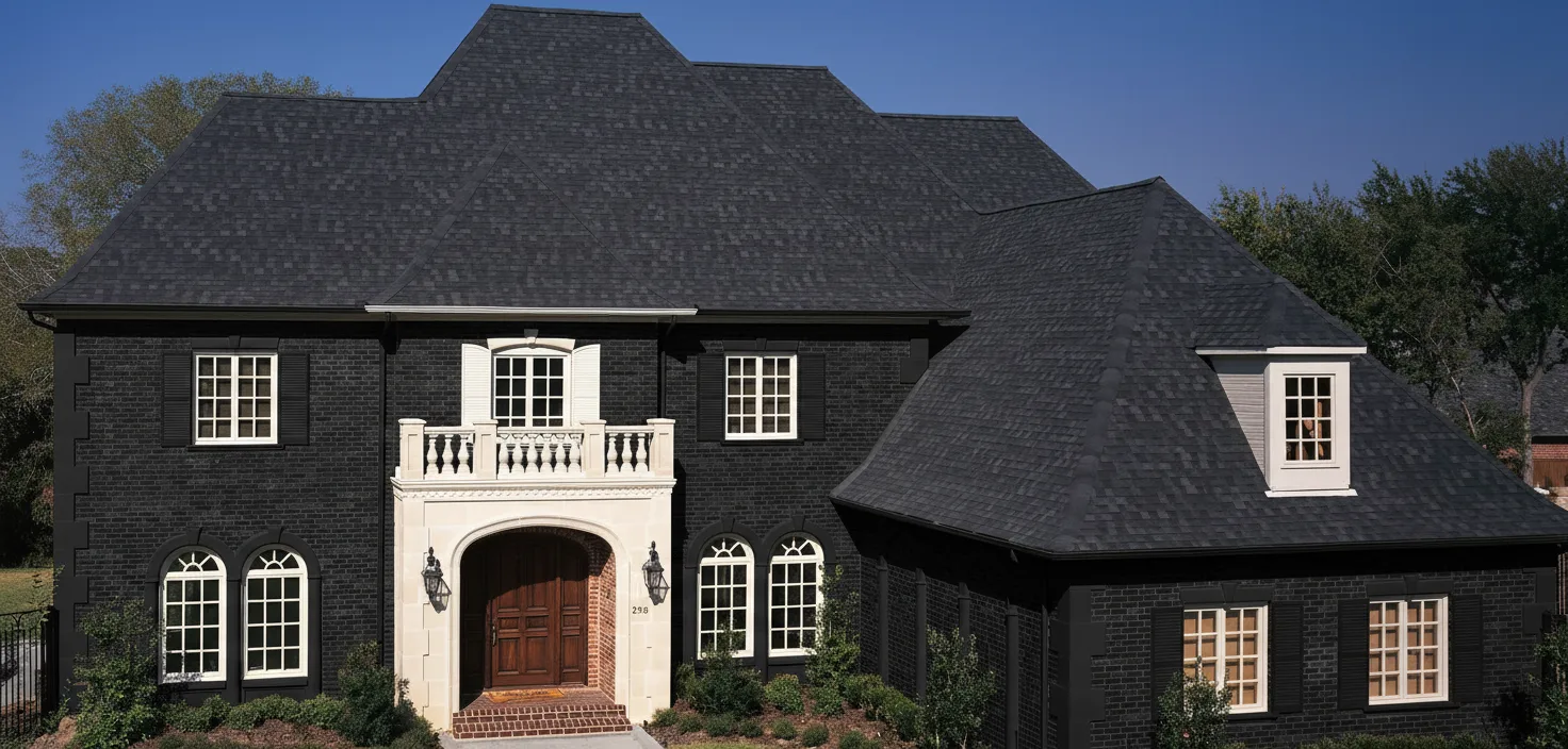 Black house with Black roof using Heritage Rustic Black
