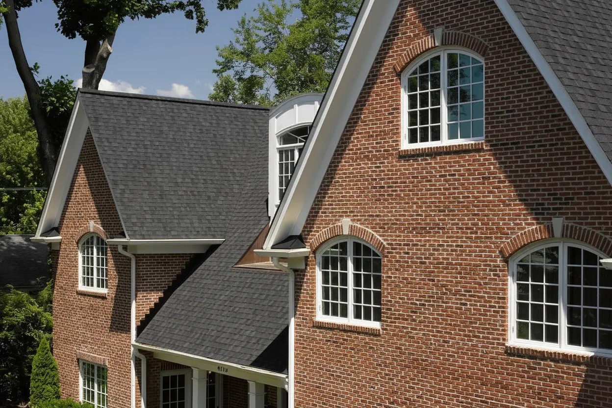 Brown house with Black roof
