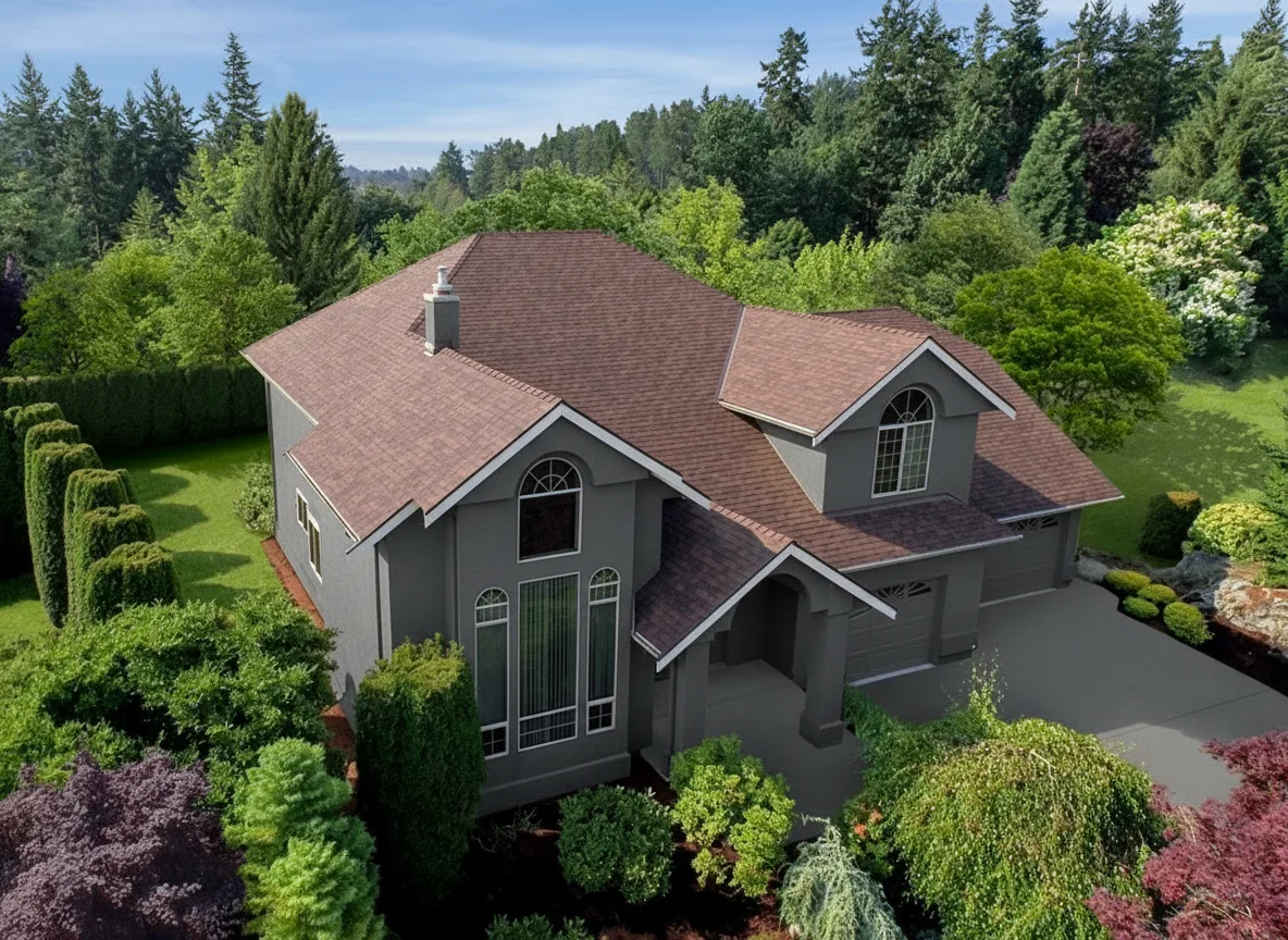 Dark Gray house with Brown roof using Legacy Antique Brown