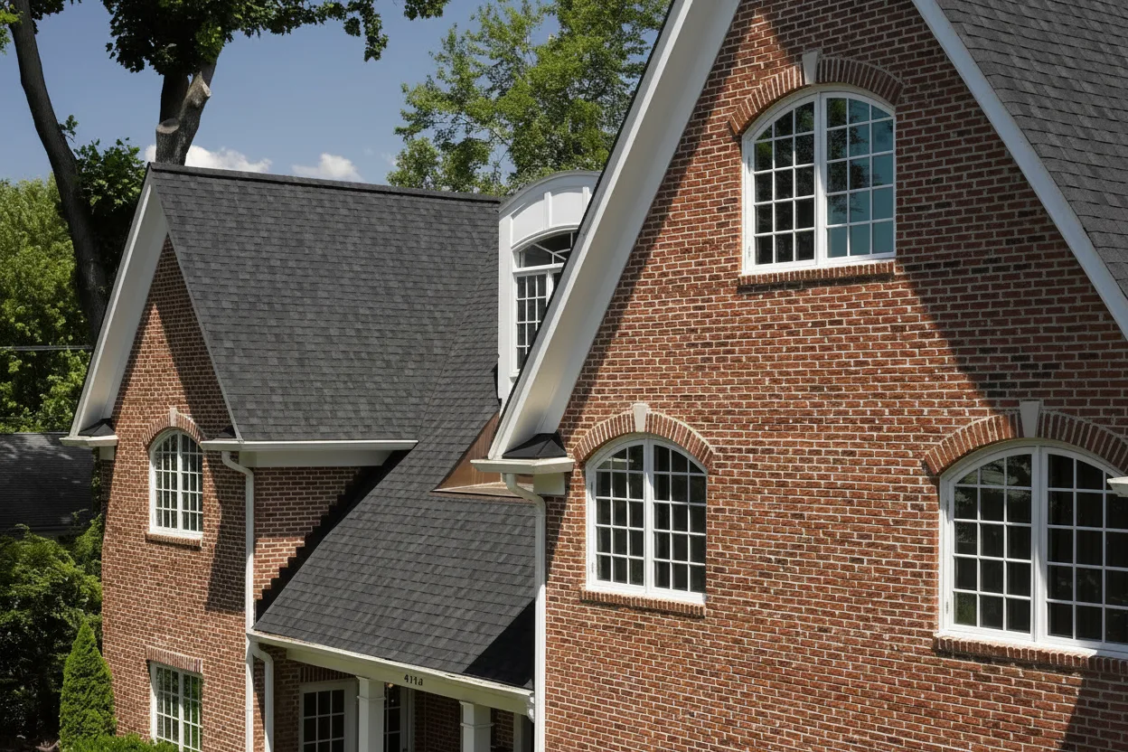 Gray house with Black roof using Landmark Charcoal Black