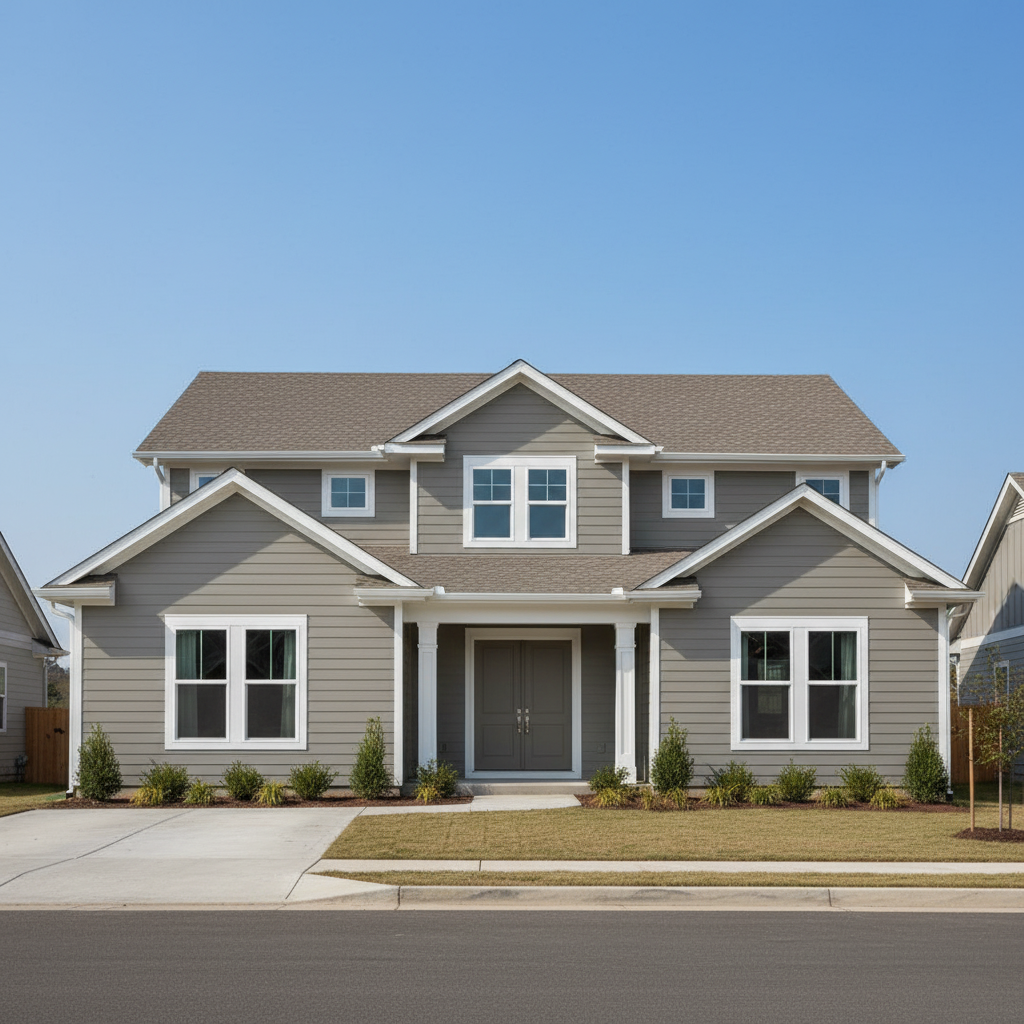 Gray house with Brown roof using Cambridge Beachwood