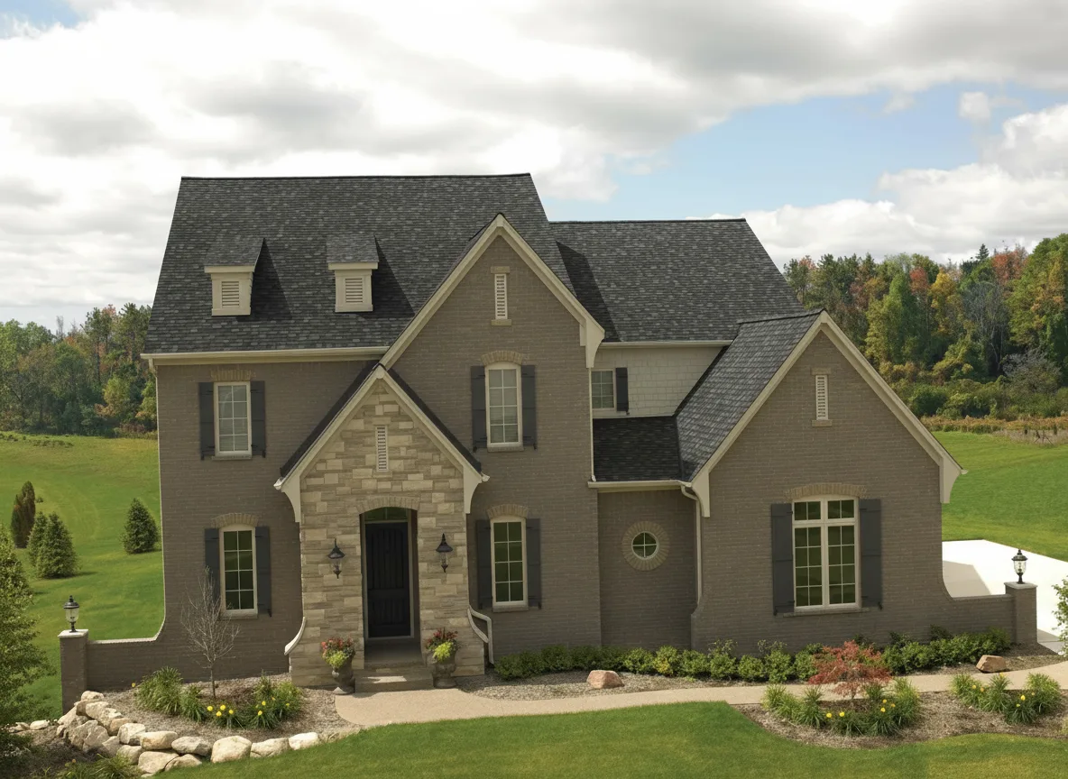 Gray house with Charcoal roof using Cambridge Harvard Slate