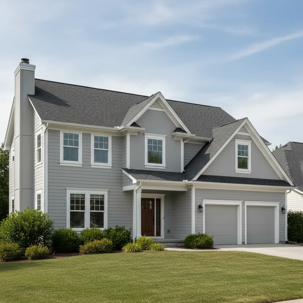 Light Gray house with Black roof using Royal Estate Shadow Slate