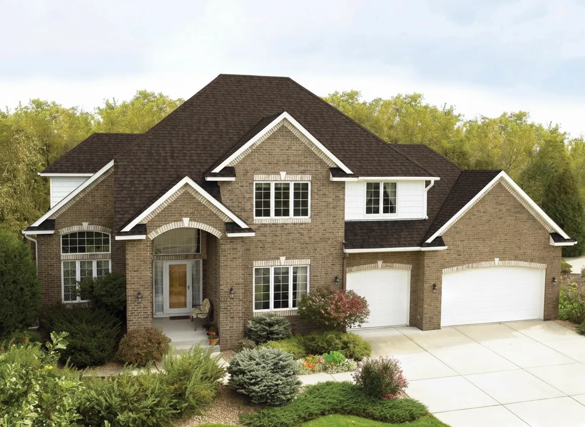 Light Gray house with Brown roof using Cambridge Dual Brown