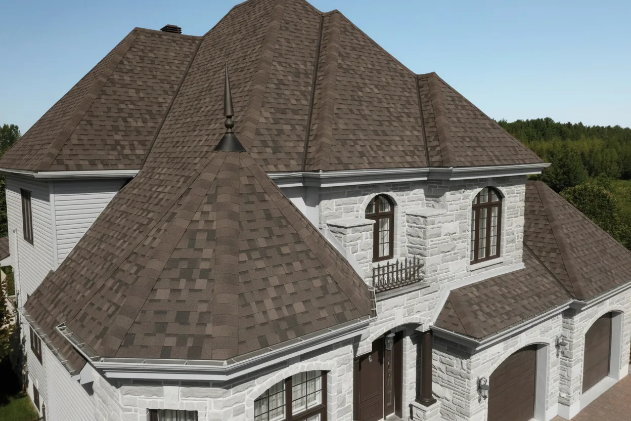 Light Gray house with Brown roof using Dynasty Shadow Brown