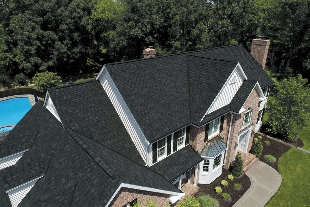 Home with IKO Dynasty Granite Black roof