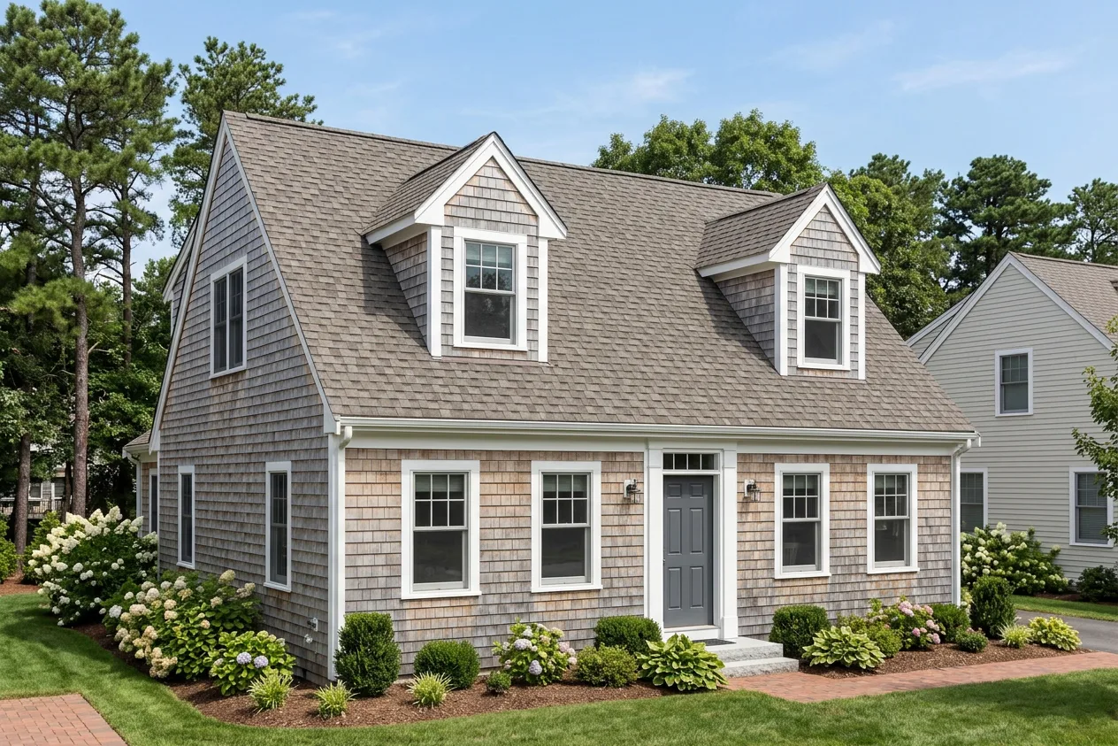 Cape Cod home with Charcoal roof -- CertainTeed Belmont Colonial Slate (left-34)