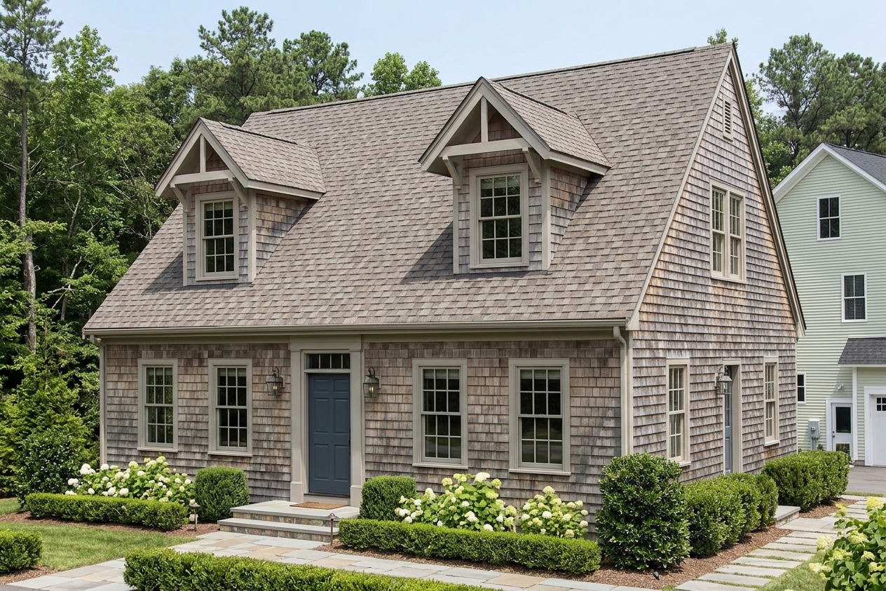 Cape Cod home with Charcoal roof -- CertainTeed Belmont Colonial Slate (right-34)