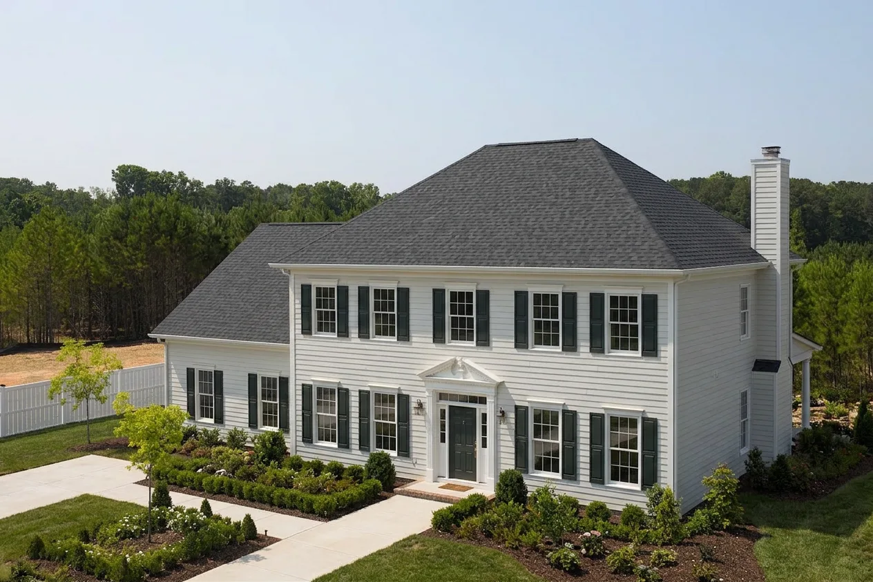 Colonial home with Black roof -- CertainTeed Landmark Pro Cinder Black (left-34)