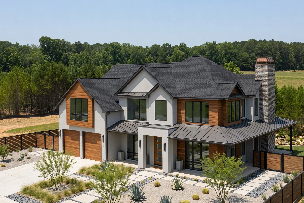 Contemporary home with Black roof -- CertainTeed Landmark Pro Cinder Black (left-34)