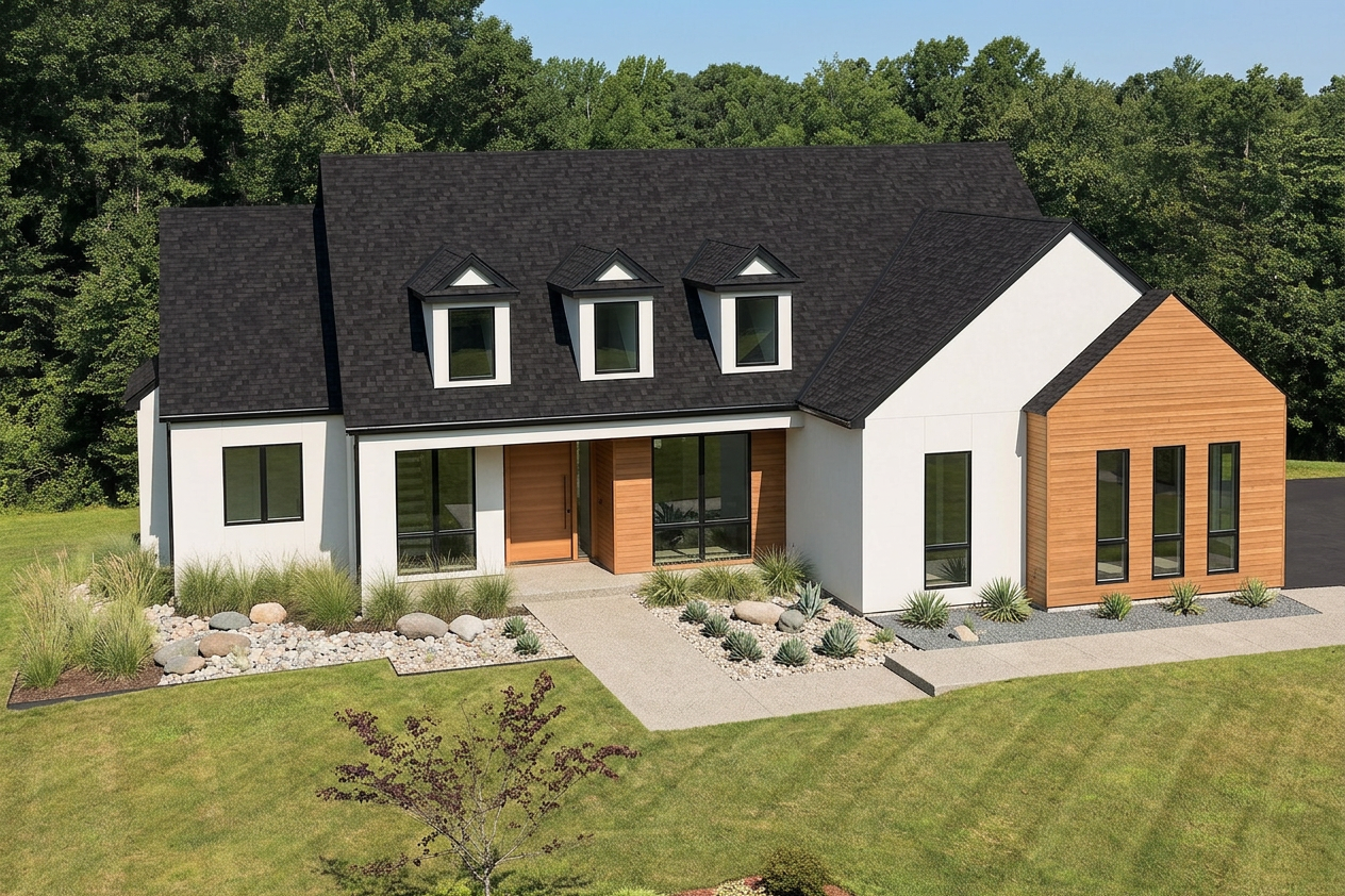 Contemporary home with Black roof -- IKO Cambridge Dual Black (left-34)