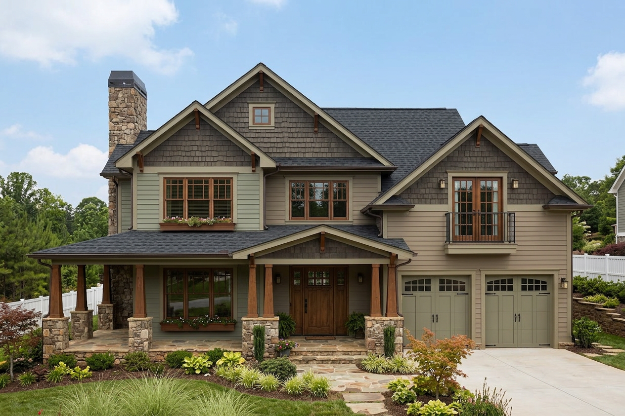 Craftsman home with Black roof -- CertainTeed Landmark Pro Cinder Black (front)