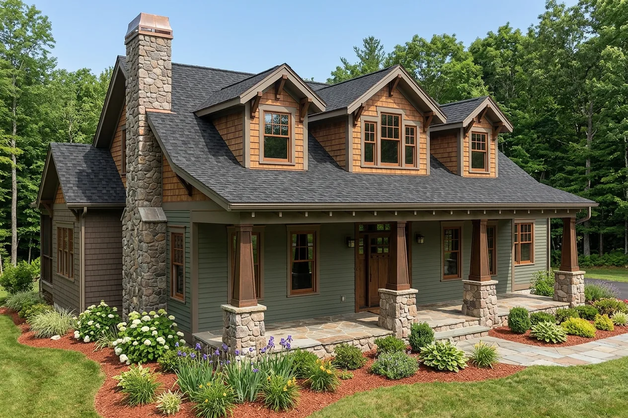 Craftsman home with Black roof -- IKO Cambridge Dual Black (left-34)
