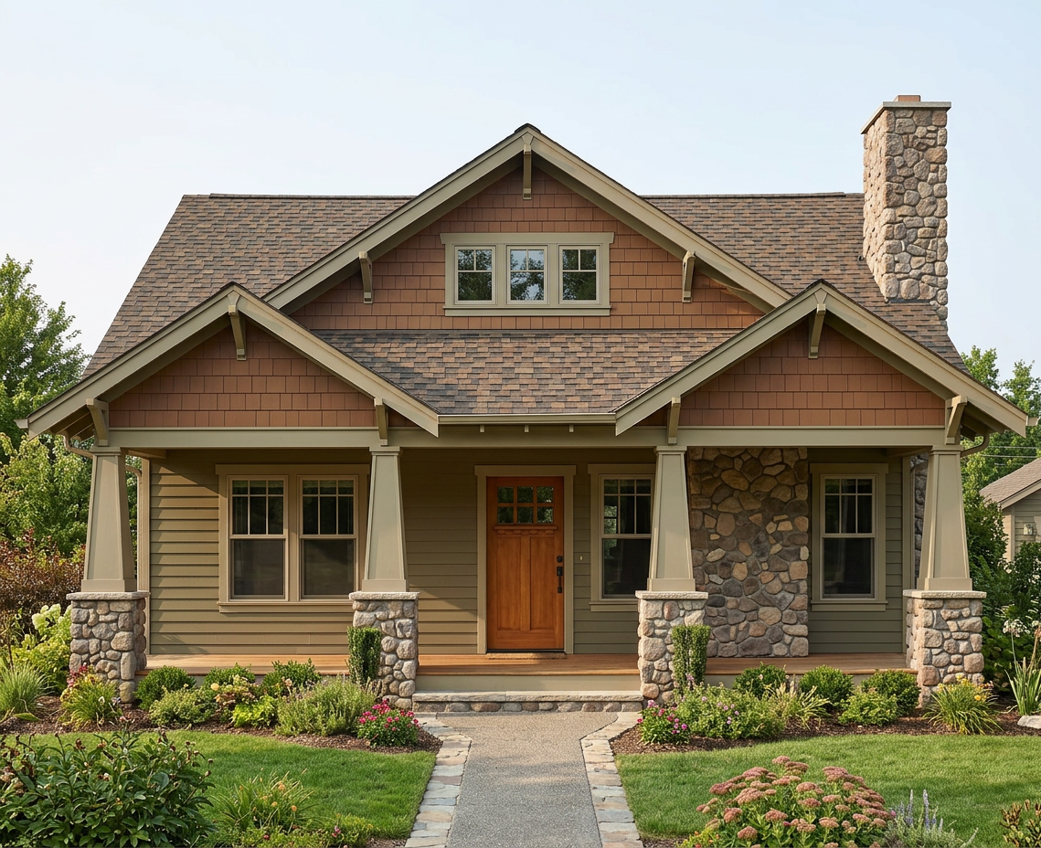 Craftsman home with brown roof