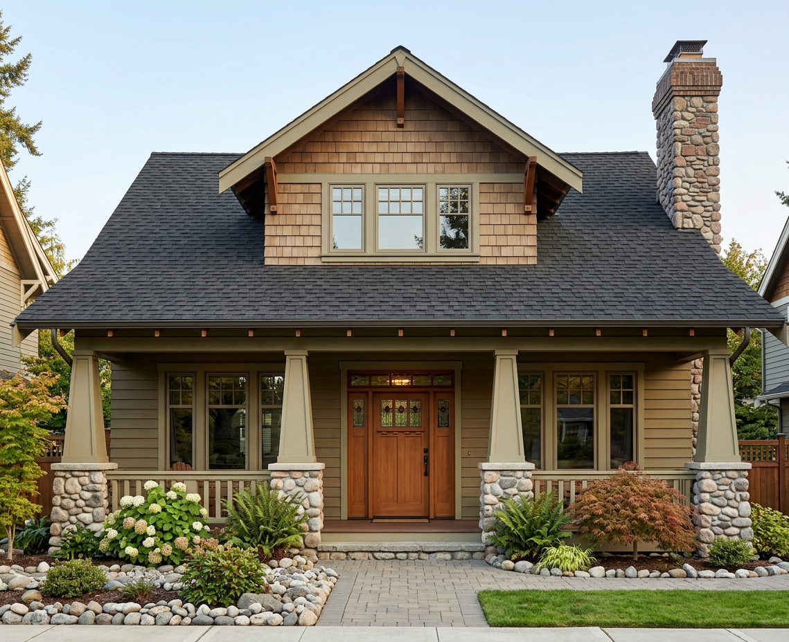 Craftsman home with charcoal roof