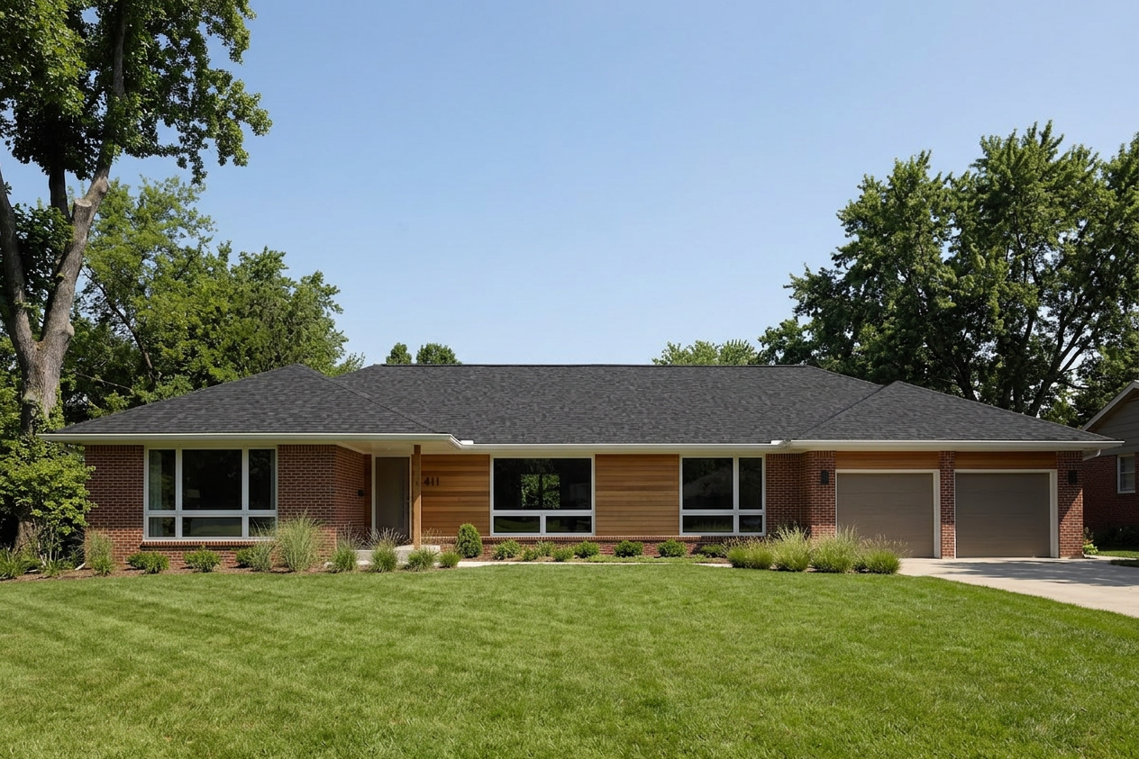Ranch with Black roof