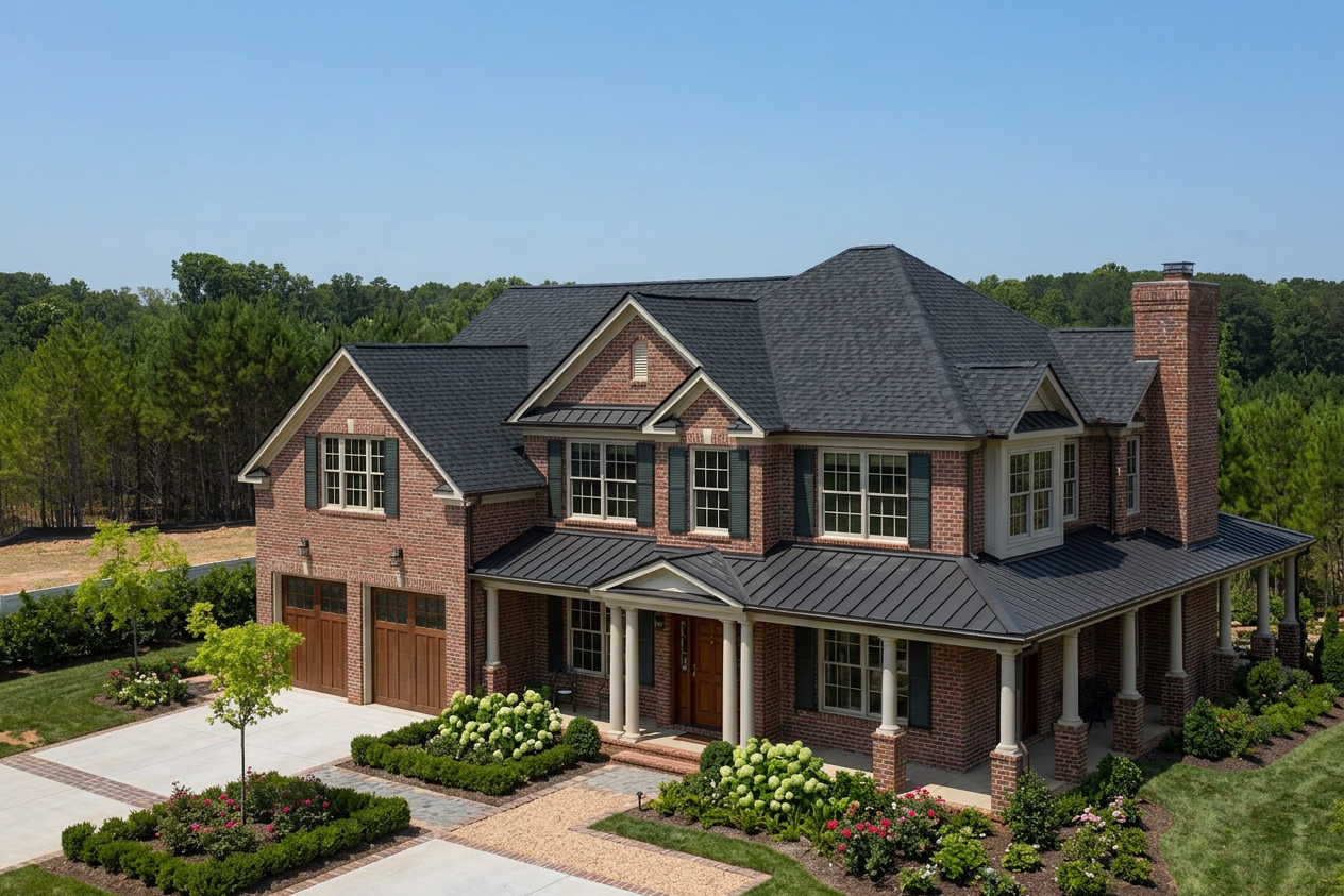 Traditional home with Black roof -- CertainTeed Landmark Pro Cinder Black (right-34)