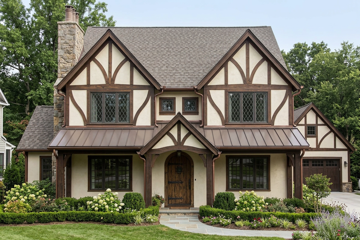Tudor home with Charcoal roof -- CertainTeed Belmont Colonial Slate (front)