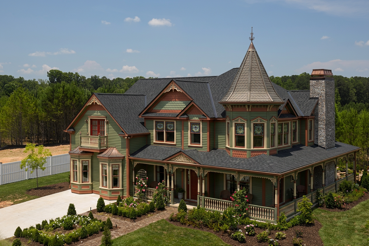 Victorian home with Black roof -- CertainTeed Landmark Pro Cinder Black (left-34)