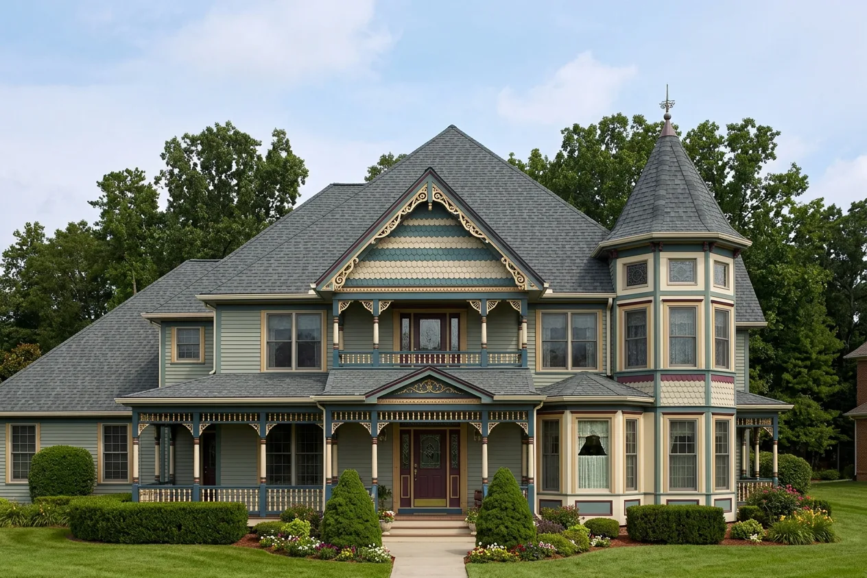 Victorian home with Charcoal roof -- CertainTeed Landmark Colonial Slate (front)