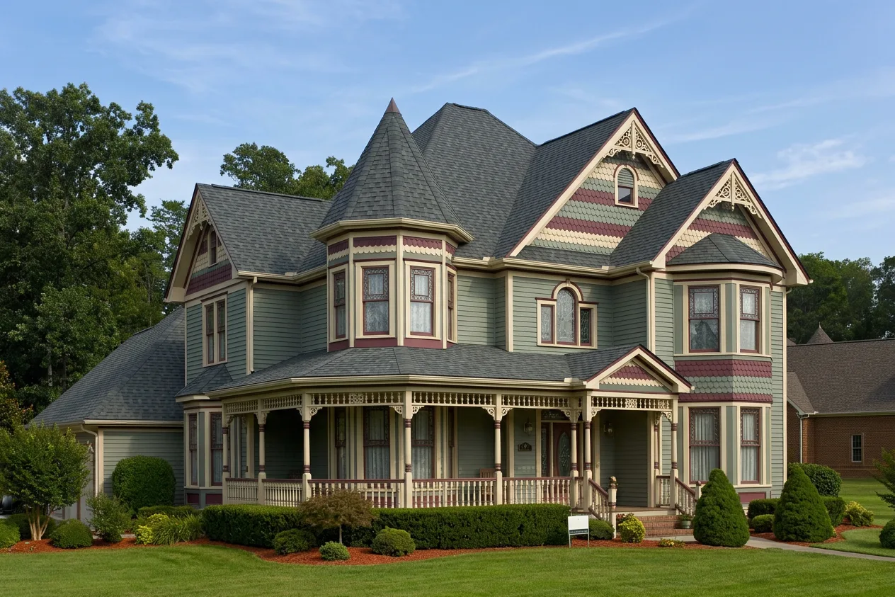 Victorian home with Charcoal roof -- CertainTeed Landmark Colonial Slate (left-34)