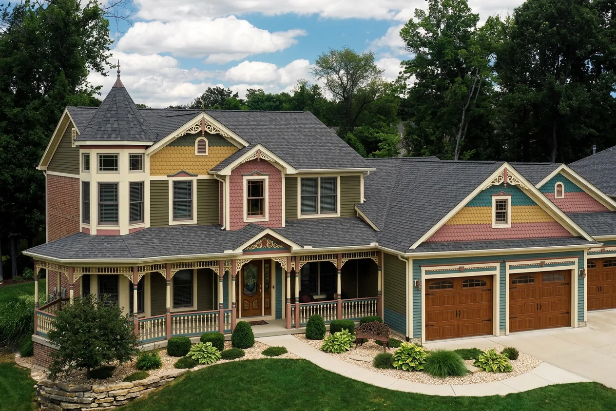 Victorian home with Charcoal roof -- CertainTeed Landmark Pro Max Def Colonial Slate (front)