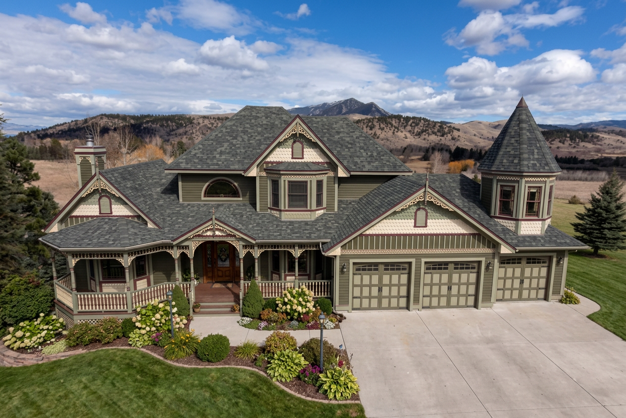 Victorian home with Charcoal roof -- Malarkey Legacy Storm Grey (left-34)