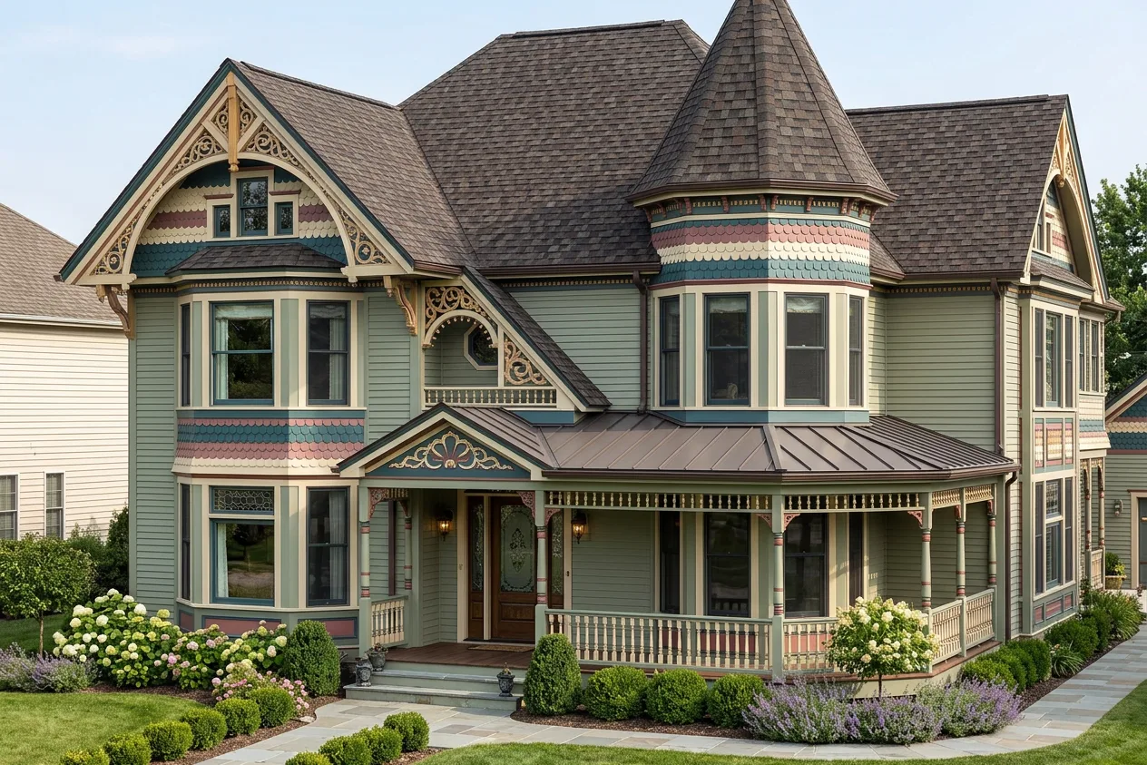 Victorian home with Weathered Wood roof -- CertainTeed Landmark Pro Max Def Driftwood (right-34)